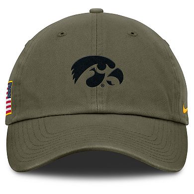 Men's Nike Olive Iowa Hawkeyes 2024 Military Appreciation Club Adjustable Hat