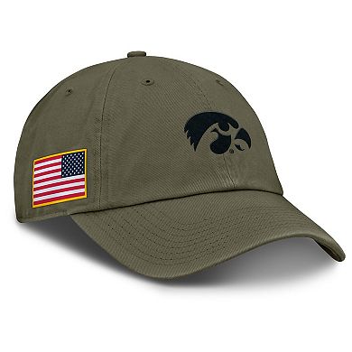 Men's Nike Olive Iowa Hawkeyes 2024 Military Appreciation Club Adjustable Hat