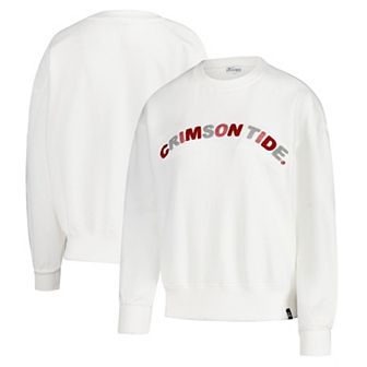 Women's Gameday Social White Alabama Crimson Tide Charlie Rainbow Chenille Arch Pullover Sweatshirt