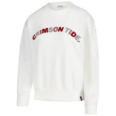 Women's Gameday Social White Alabama Crimson Tide Charlie Rainbow Chenille Arch Pullover Sweatshirt