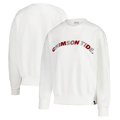 Women's Gameday Social White Alabama Crimson Tide Charlie Rainbow Chenille Arch Pullover Sweatshirt