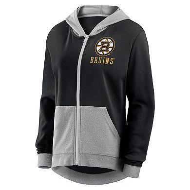 Women's Black Boston Bruins Hit It French Terry Full-Zip Hoodie