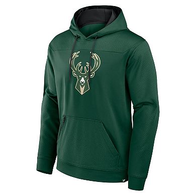 Men's Fanatics Hunter Green Milwaukee Bucks Reserve Defender Pullover Hoodie