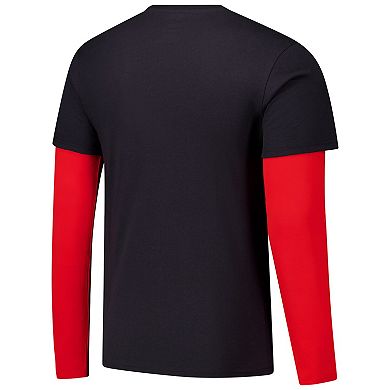 Unisex Stadium Essentials Black Chicago Bulls Spectator Twofer Long Sleeve T-Shirt