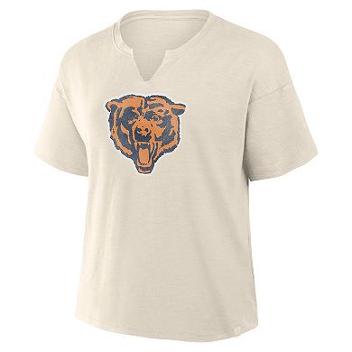 Women's Fanatics Cream Chicago Bears Slub V-Neck T-Shirt