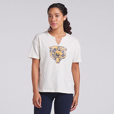 Women's Fanatics Cream Chicago Bears Slub V-Neck T-Shirt