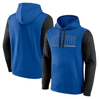 Men's Blue Orlando Magic Outline Colorblock Pullover Hoodie