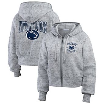 Women's WEAR by Erin Andrews Heather Gray Penn State Nittany Lions Wear Speckle Double-Hit Raglan Full-Zip Hoodie