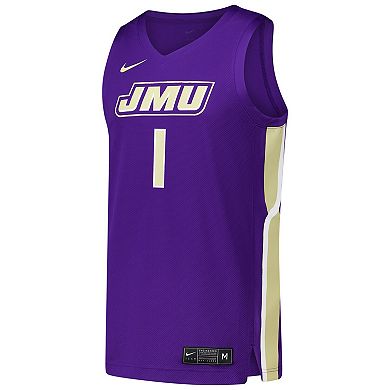 Men's Nike #1 Purple James Madison Dukes Replica Basketball Jersey
