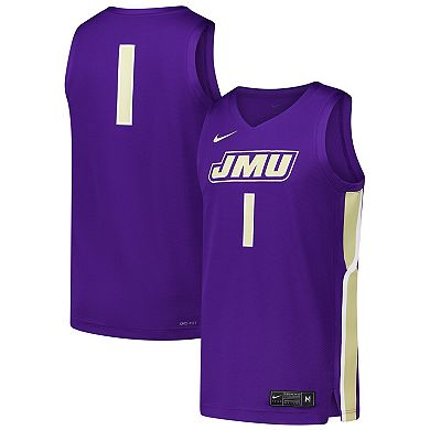 Men's Nike #1 Purple James Madison Dukes Replica Basketball Jersey