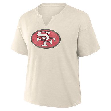 Women's Fanatics Cream San Francisco 49ers Slub V-Neck T-Shirt