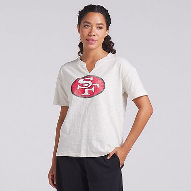 Women's Fanatics Cream San Francisco 49ers Slub V-Neck T-Shirt