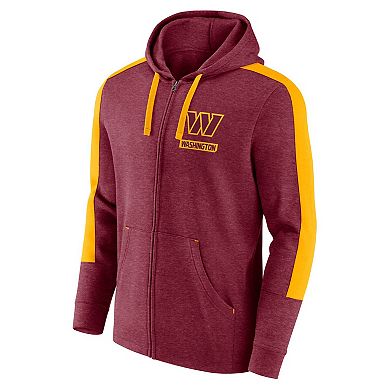Men's Fanatics Heather Burgundy Washington Commanders Gains Full-Zip Hoodie