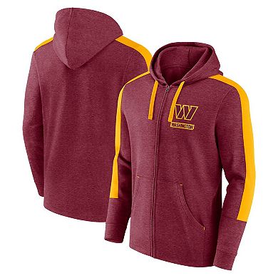 Men's Fanatics Heather Burgundy Washington Commanders Gains Full-Zip Hoodie