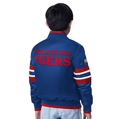 Youth Starter Royal Philadelphia 76ers Scout Varsity Full-Snap Jacket