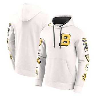 Men's Fanatics White Boston Bruins Vintage Letterman Pullover Hoodie