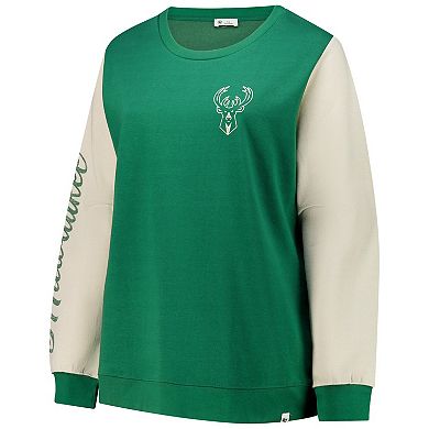 Women's '47 Hunter Green Milwaukee Bucks Plus Size Rise Andie Pullover Sweatshirt