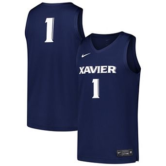 Men's Nike #1 Navy Xavier Musketeers Replica Basketball Jersey