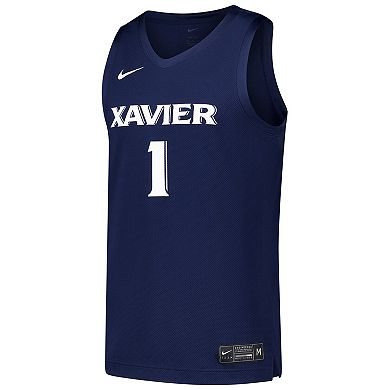 Men's Nike #1 Navy Xavier Musketeers Replica Basketball Jersey