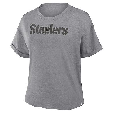 Women's Fanatics Heather Gray Pittsburgh Steelers Tri-Blend T-Shirt