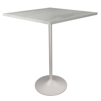 Square Bar Height Dining Table with Resin Top and Stainless Steel Base