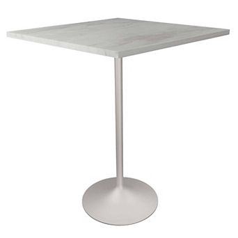Square Bar Height Dining Table with Resin Top and Stainless Steel Base
