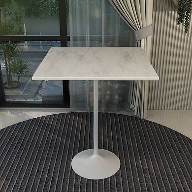 Square Bar Height Dining Table with Resin Top and Stainless Steel Base