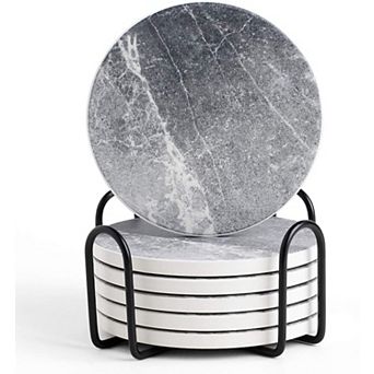 Coasters for Drinks Absorbent, Set of 6 - Grey