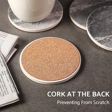 Coasters for Drinks Absorbent, Set of 6 - Grey