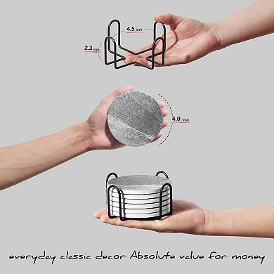 Coasters for Drinks Absorbent, Set of 6 - Grey