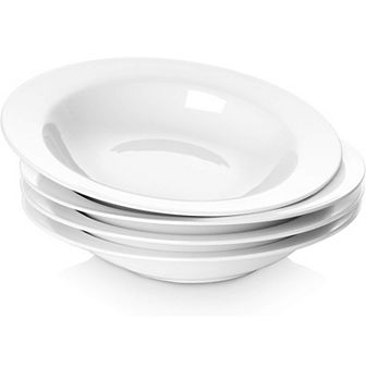 20 Ounces Porcelain Wide Rim Bowls Soup Bowls, Pasta Bowls Set of 4
