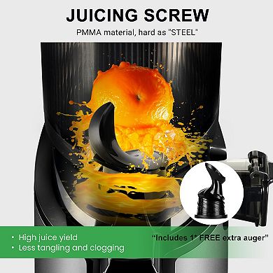 Ventray Slow Press Masticating Juicer With 5.1" Wide Feed Chute 900, one extra auger included