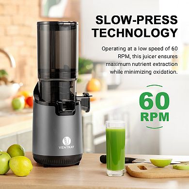 Ventray Slow Press Masticating Juicer With 5.1" Wide Feed Chute 900, one extra auger included