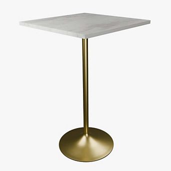 Square Bar Height Dining Table with Resin Top and Stainless Steel Base