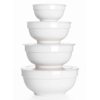 Ceramic Bowls with Lids, 64/42/22/12 Ounce, Set of 4
