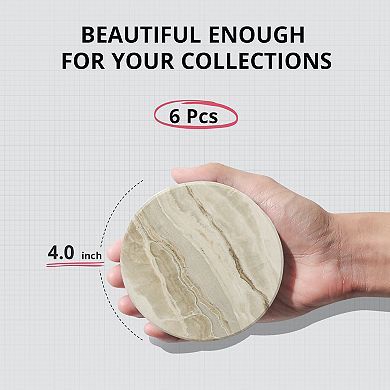 Drink Coasters with Holder, Sets of 6, 4 Inches