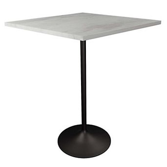 Square Bar Height Dining Table with Resin Top and Stainless Steel Base