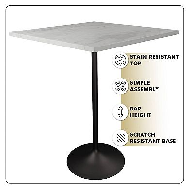 Square Bar Height Dining Table with Resin Top and Stainless Steel Base