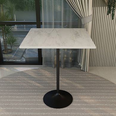 Square Bar Height Dining Table with Resin Top and Stainless Steel Base
