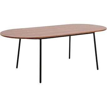 Leisuremod Tule Modern 83" Oval Dining Table With Mdf Top And Black Steel Legs