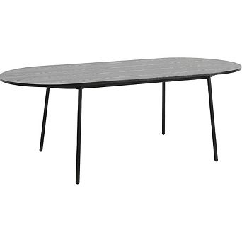 Leisuremod Tule Modern 83" Oval Dining Table With Mdf Top And Black Steel Legs