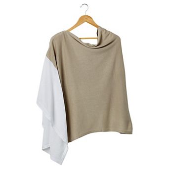 Oatmeal & White Colorblock Cotton Poncho