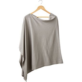 Light Gray Solid Cotton Poncho