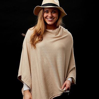 Beige Solid Cotton Poncho