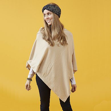 Beige Solid Cotton Poncho