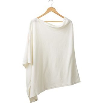 Beige Solid Cotton Poncho