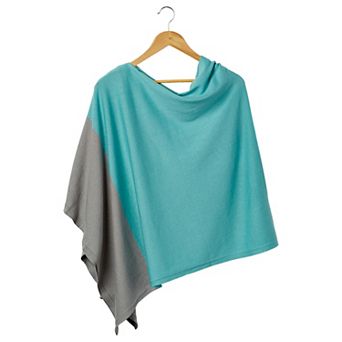 Aqua & Gray Colorblock Cotton Poncho
