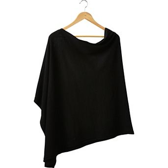 Black Solid Cotton Poncho