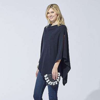 Black Solid Cotton Poncho