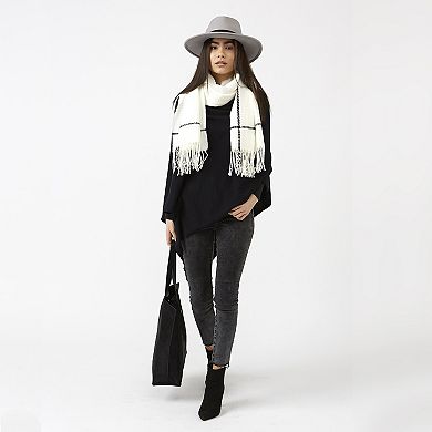 Black Solid Cotton Poncho